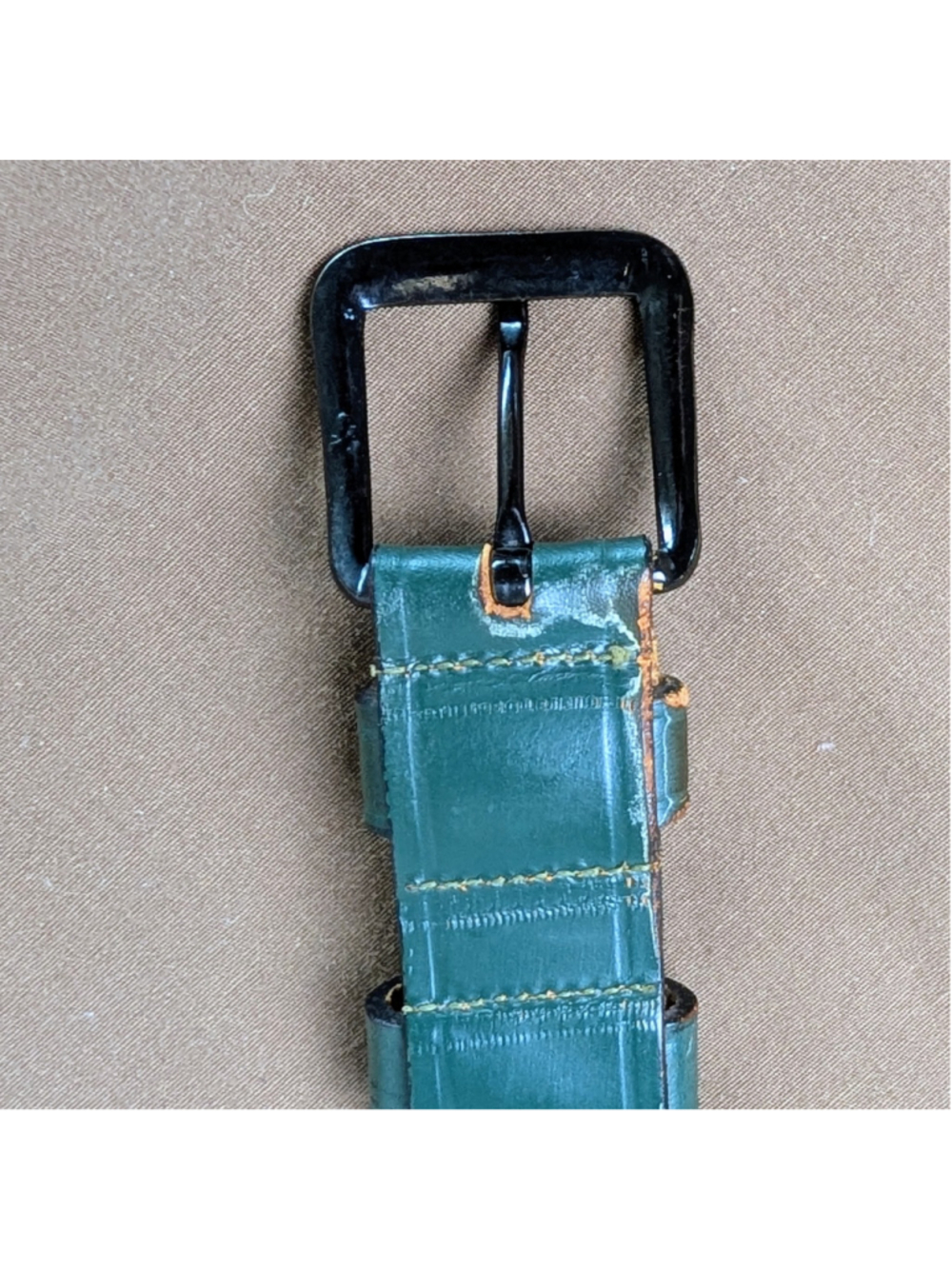 Vintage Girl Scouts Green Leather Uniform Belt Size 30 Top Grain Bridle Cowhide - Picture 4 of 9